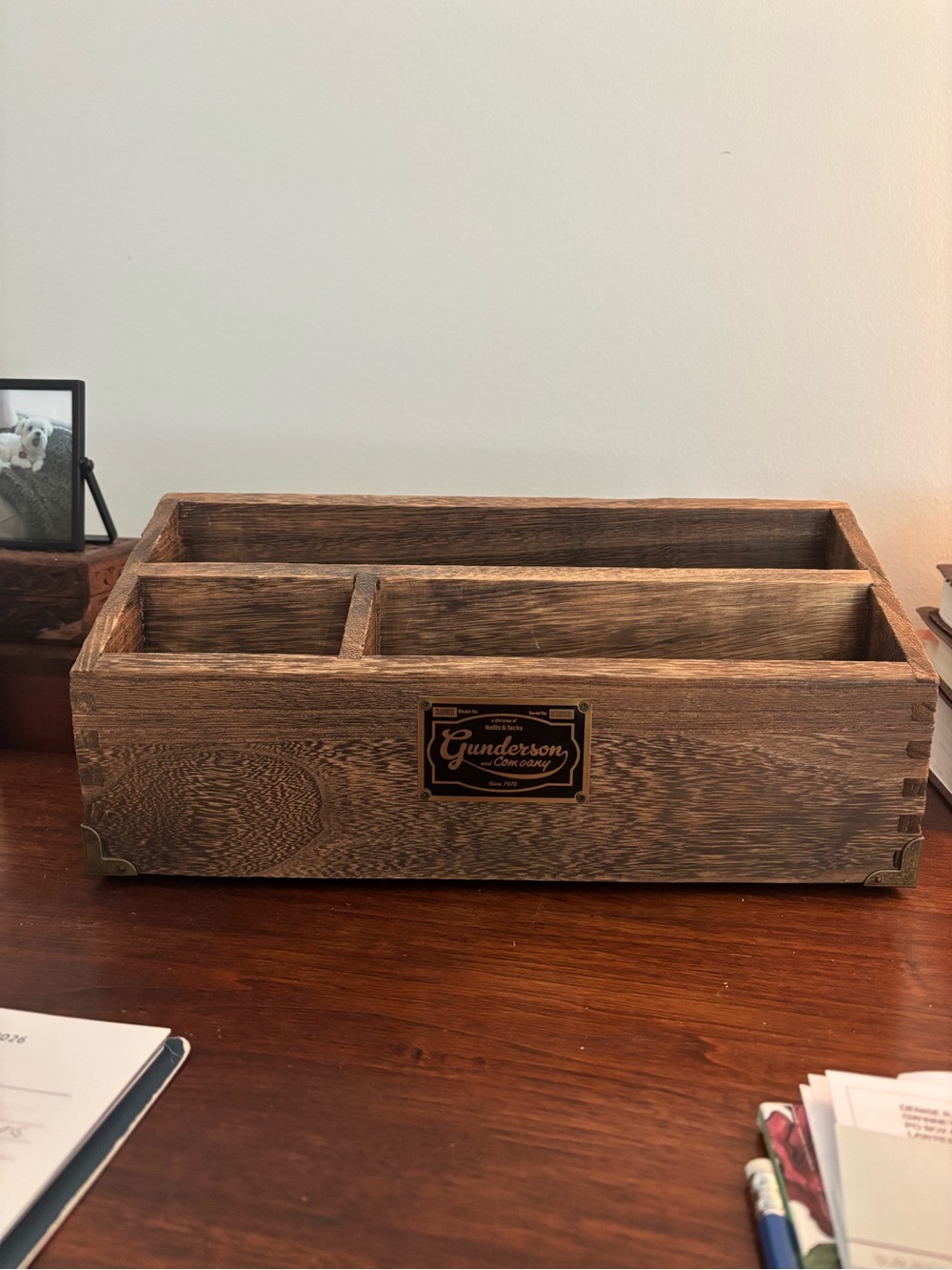 Gunderson and Company Vintage Style Wood Desk Organizer